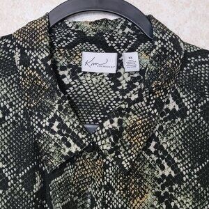 Snake Print Snakeskin Blouse Kim Rogers Size XL